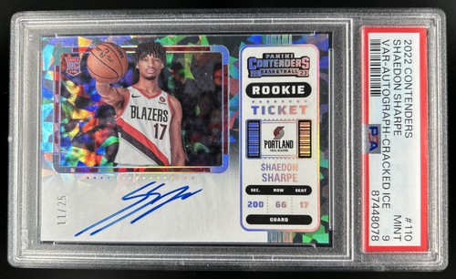 2022-23 Contenders Shaedon Sharpe Cracked Ice Rookie SP Auto VAR #/25 PSA 9