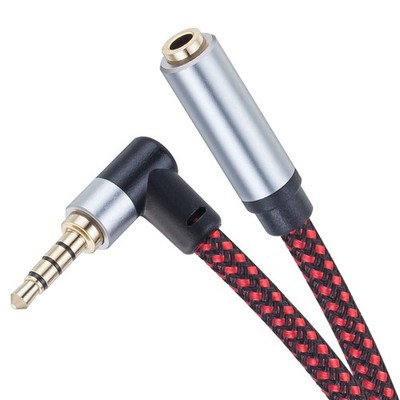 Audio Mic Extension Cable 3Ft,90 Degree TRRS 3.5mm Aux Headphone Extender 4-P...
