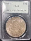 1885-O  Morgan Silver Dollar OGH Uncirculated Rattler Holder PCGS MS 62