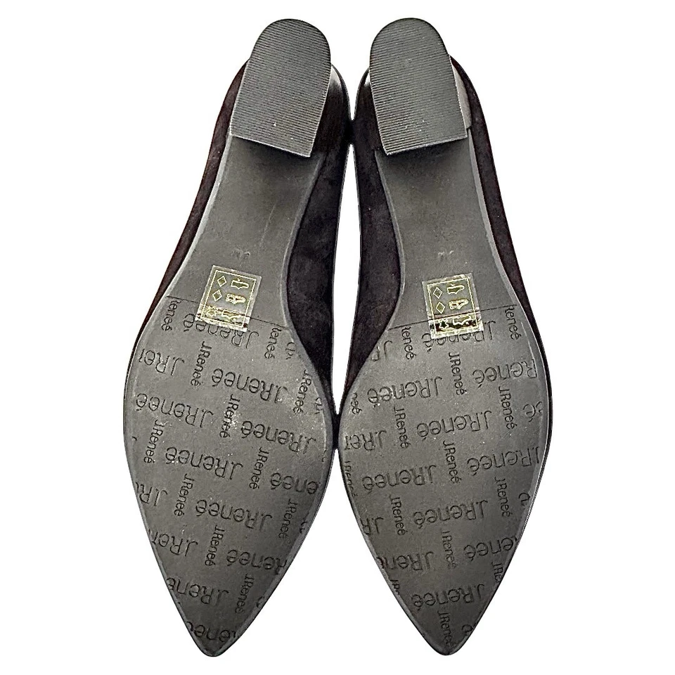 Mocassim feminino J. RENEE Ellam marrom camurça - Couro vovó tamanho 9 médio novo - Imagem 2 de 4