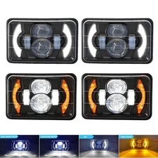 4PCS For Pontiac Firebird Trans Am 1998-2002 4X6" LED Headlights High/Low Beam
