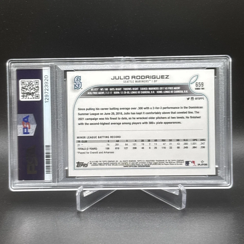 2022 Topps Series 2 Julio Rodriguez SP Variation Rookie RC PSA 10 GEM MT - Image 2 of 2