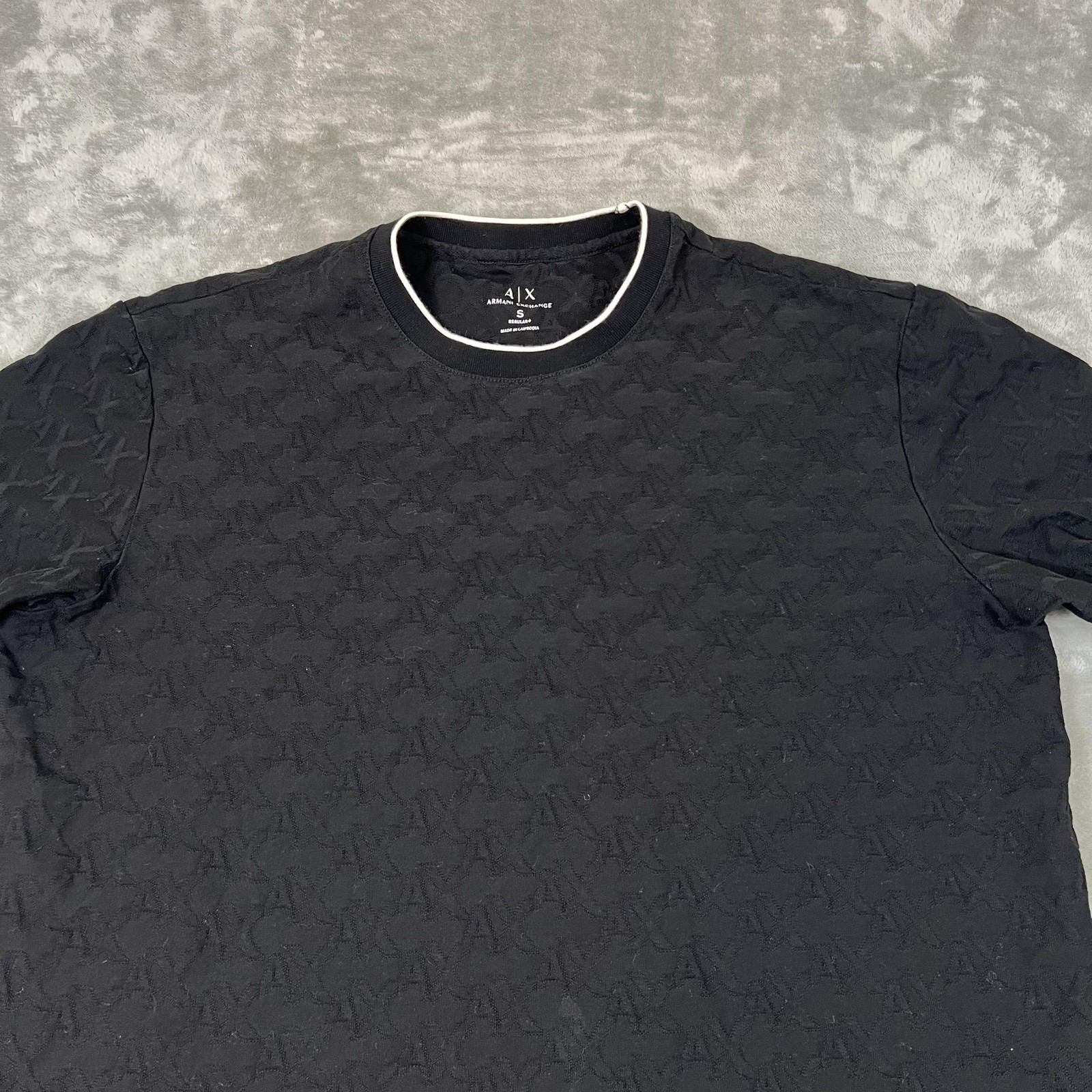Armani Exchange Shirt Mens Small Black Embossed A X Logo Crewneck Tee Casual