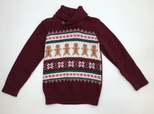 The Children  s Place Boy Gingerbread Christmas Sweater Burgundy size 4T