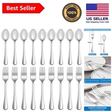 Elegant 24-Pc Mirror Polished Stainless Steel Silverware Set - Dishwasher Safe
