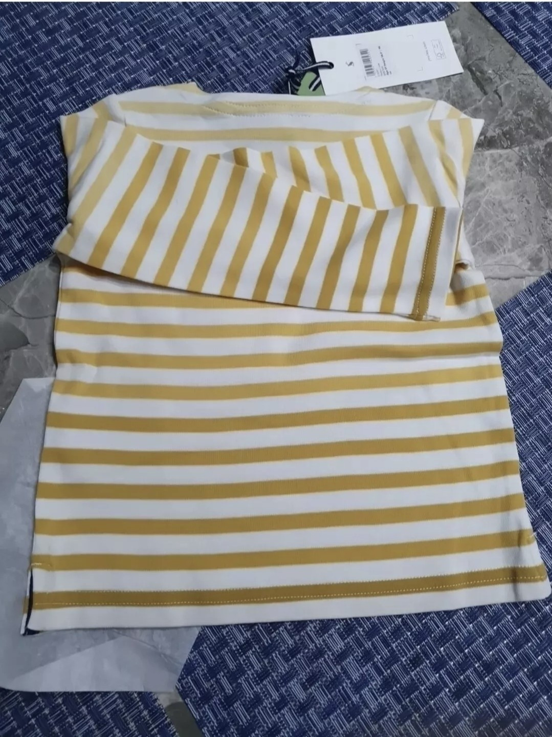 Joules 1 Years Kids Harbour Luxe Gold Stripe Cotton Top - RRP £29.95 image 2