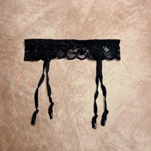 Victoria's Secret Gold Label Vintage 80s Lace Garter Belt Black Floral Sheer
