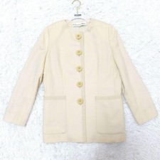 Christian Dior Cashmere Angora Collarless Coat Size M Camel Beige from Japan