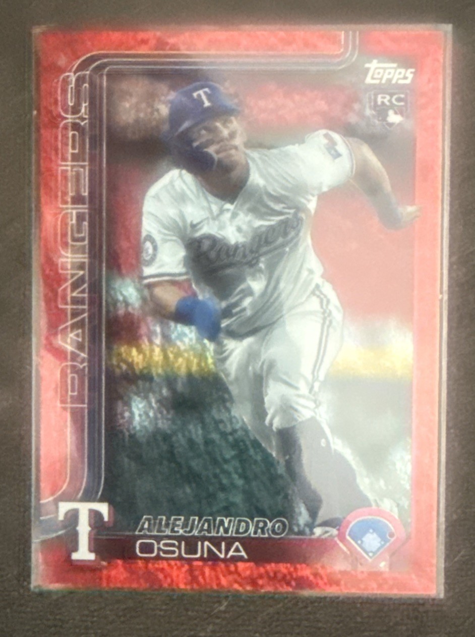 Topps 2025 Update Alejandro Osuna RC #US10 Texas Rangers Red holo foil /5
