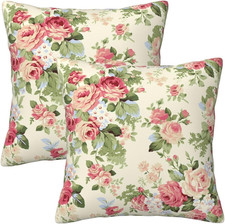 Vintage Roses Floral Throw Pillow Covers Set of 2 Ultra-Soft All-Season Pillow S