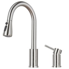 LUFG Pull Down Kitchen Faucet 2 Hole - Brushed Nickel A:
