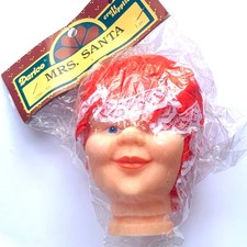 Lot of 3 Vintage Fibre Craft Mrs. Santa Claus Doll Heads NOS 4 3/4 for Crafting