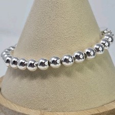Sterling Silver 925 Round Ball 7mm Bead Bracelet 7.25" 18.3g