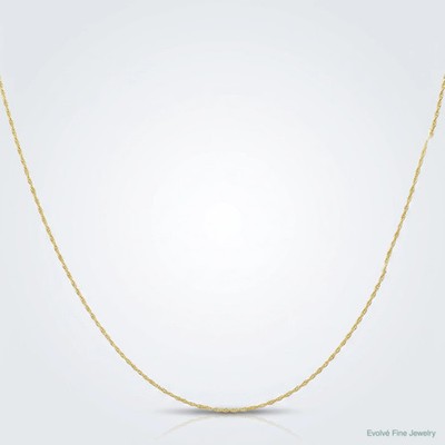 10K Yellow Gold .5mm Carded Cable Rope Chain Necklace 16''-24''