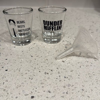 Dunder Mifflin Clear Shot Glass Set Set of 2 The Office (American)