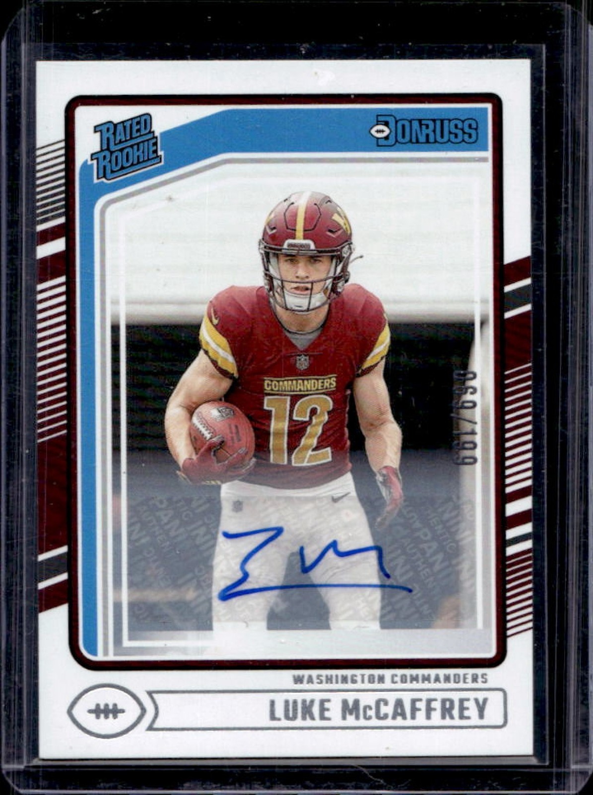 2024 Donruss Luke McCaffrey Rated Rookie Auto #69/199 Commanders