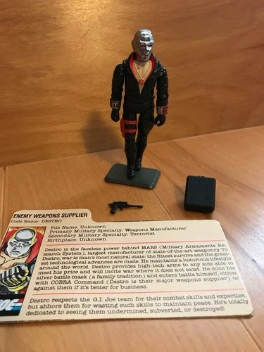 DESTRO 1983 COMPLETE WITH FILECARD & ACCESSORIES! GI JOE HASBRO COBRA