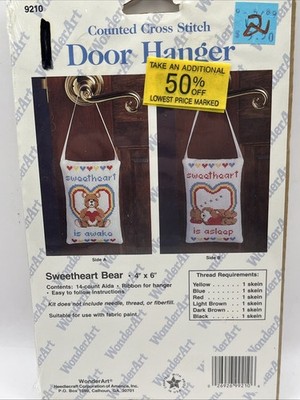 New WonderArt SWEETHEART BEAR Door HANGER Kit 9210 Cross Stitch - FREE SHIP