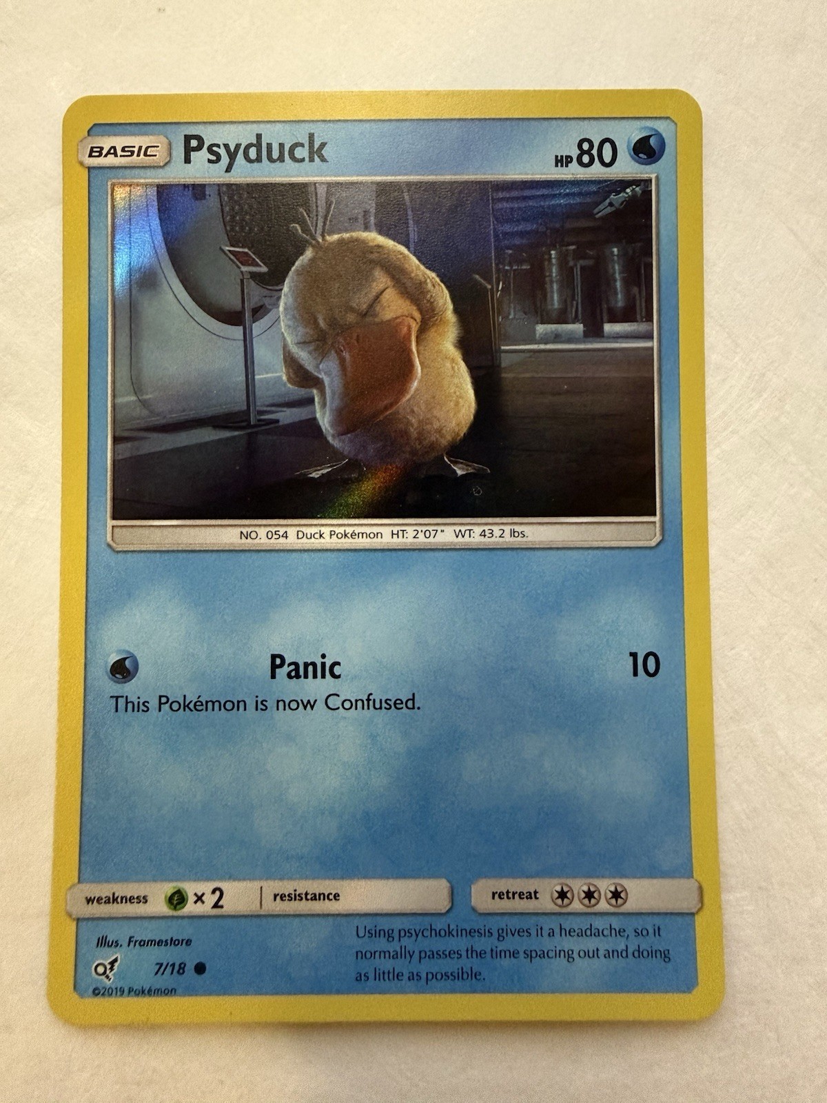 Pokemon Psyduck 7/18 Detective Pikachu Holo Card 2019