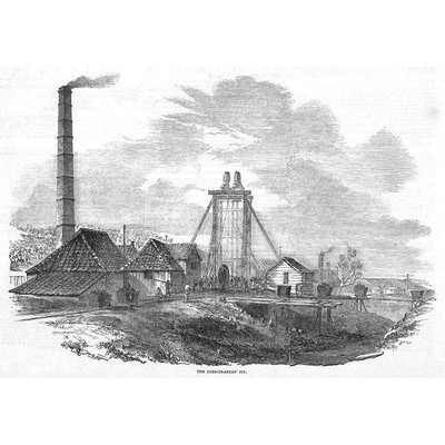 NITSHILL Glasgow, Free Traders Pit at the Victoria Coal Mine Antique Print 1851