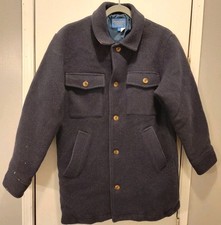 Vtg Pendleton Beaver State Wool Jacket Blue Button Up Size M Duck Pattern READ
