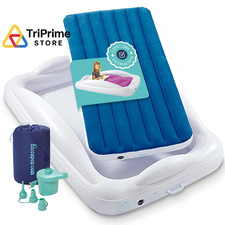 Hiccapop Inflatable Toddler Travel Bed with Safety Bumpers Toddler, Blue