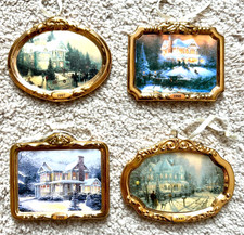 Lot of 4 Hallmark Keepsake THOMAS KINKADE Victorian Christmas Ornaments w Boxes