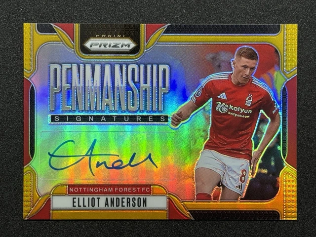 2024-25 Panini Prizm EPL Penmanship Auto Elliot Anderson True Gold  9/10