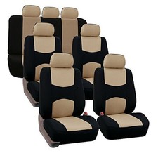 Flat Cloth Full Universal Fit, 7 Seater, Three Row Beige Seat Cover 3 Row Set
