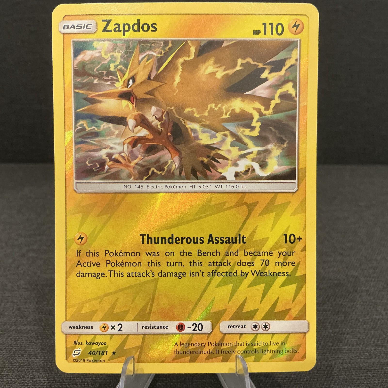 Zapdos 40/181 Reverse Holo Rare Sm-Team Up 2019 Pokemon TCG Card