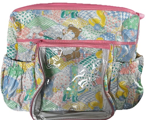 Vintage 90s Baby Diaper Bag Bright Pastel Colors Teddy, Giraffe, Ducks Etc
