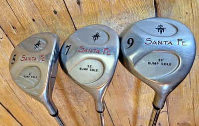SANTA FE BUMP SOLE 5  7  9 FAIRWAY WOODS LADIES FLEX STEEL SHAFTS (LOT OF 3) GUC