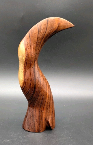 Vintage MCM Hand-Carved Wood Toucan Bird Figurine Exotic Wood Minimalist Decor
