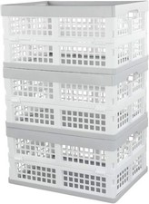3-Pack Plastic Stackable Collapsible Storage Crate 15 L Stacking Folding