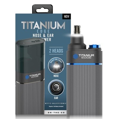 Microtouch Titanium Edge Ear & Nose Trimmer   Dual Rotary Blade Heads with Ligh