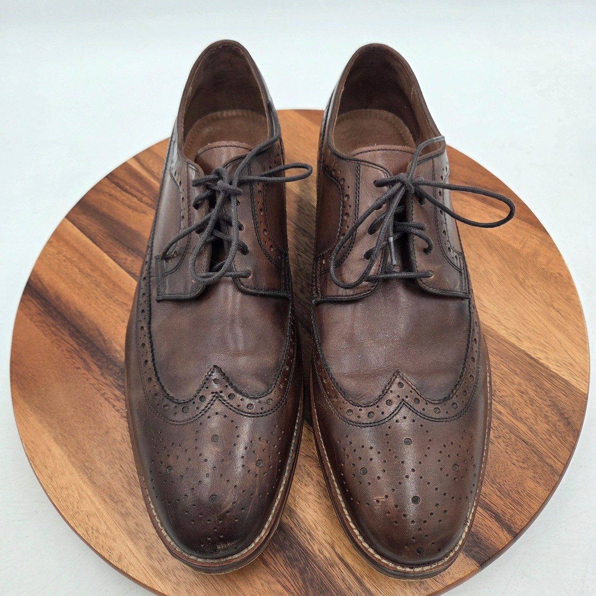 Men\'s Johnston & Murphy Conard Wing Tip Oxford Brown Leather Dress Shoes Sz. 13M Johnston & Murphy Conard Embossed Wingtip - FREE Shipping  main image 4