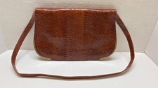 Versatile Ladies Brown Snakeskin Leathers Detachable Shoulder Strap Bag Clutch