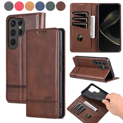 For Samsung Galaxy S25 S24 S23 S22 Leather Flip Card Wallet Magnetic Folio Case