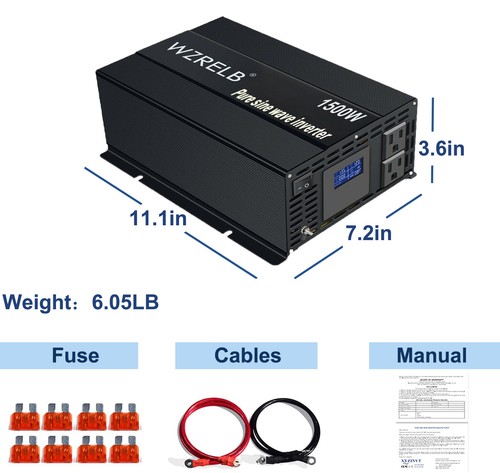 1500W 36/48VDC Pure Sine Wave Inverter Single-phased Solar Power Off-Grid Truck - Picture 16 of 23