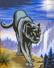 "Panther" Printed Needlepoint Tapestry  Canvas 11456