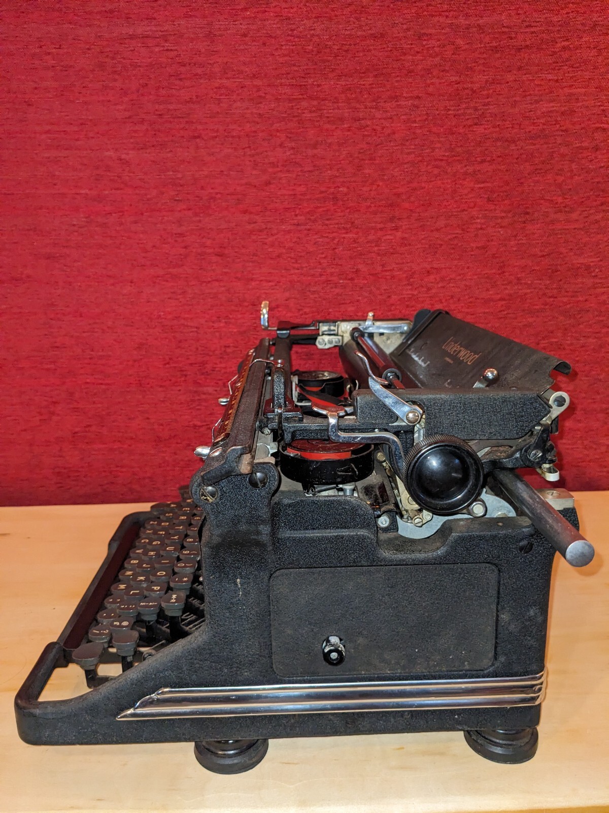 Antique Underwood Standard Typewriter Industrial Chrome Art Deco Trim