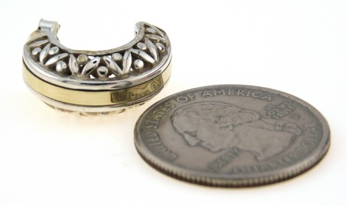 Orecchini a mezzo cerchio firmati B in argento sterling 925 e oro 14 carati di design - Foto 6 di 7