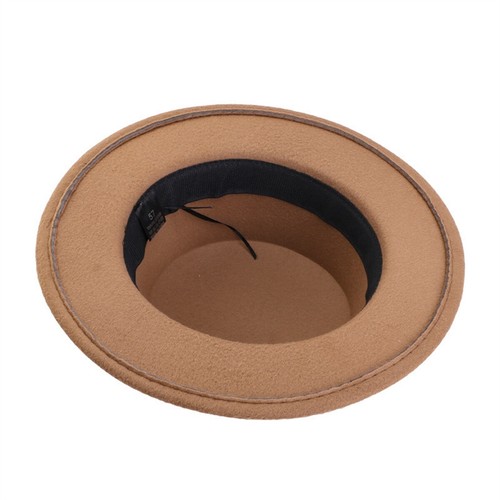 Men Women Porkpie Woolen Flat Top Hat Retro Feather Jazz Hat Gentleman's Hat - Picture 7 of 26