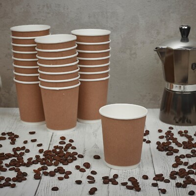 100er-Pack Doppelwandige Kraftbecher 8oz, 12oz, 16oz für Heißgetränke, Kaffee und Tee
