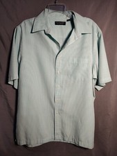 Roundtree Yorke Men's Large Short-Sleeve Shirt Green Check Square Tail
