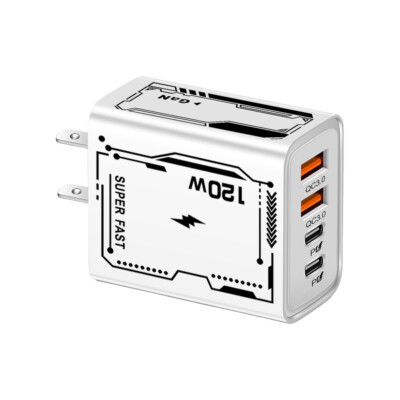 120 W Schnellladegerät mit 4 Anschlüssen USB-C-Ladegerät QC3.0 PD-Wandnetzteil f