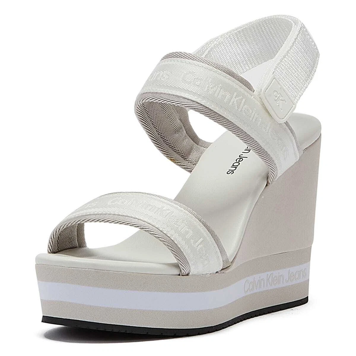 calvin klein white wedge sandals