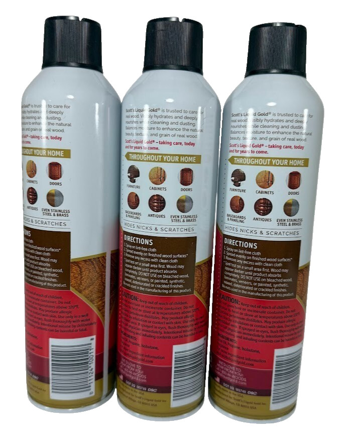 3X Scott's Liquid Gold Wood Care Furniture Polish & Cleaner Almond Scent 10 Oz