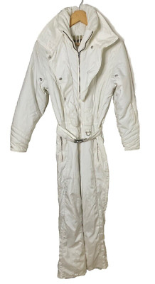 RARE VTG 80s 90s EMMEGI Luxury White Belted Snowsuit Euro Ski Women EU 36 US XS