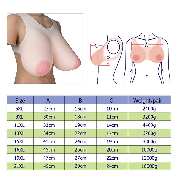 IVITA Big Areola Full Silicone Breast Forms Transgender Drag Queen GG Cup Boobs - Image 3 of 4